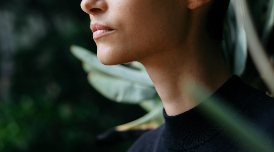 woman breathing 