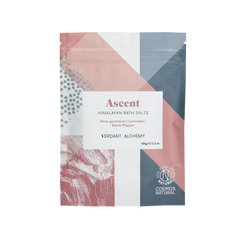 Verdant Alchemy Ascent Pink Himalayan bath salts made with geranium rose and lavender to help life mood and spirit