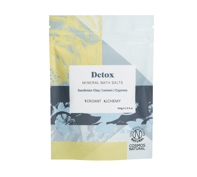Verdant Alchemy Detox mineral bath salts made with green clay and epsom salts