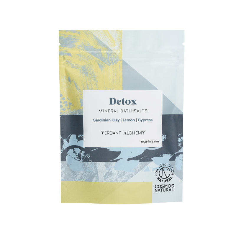 Verdant Alchemy Detox mineral bath salts made with green clay and epsom salts