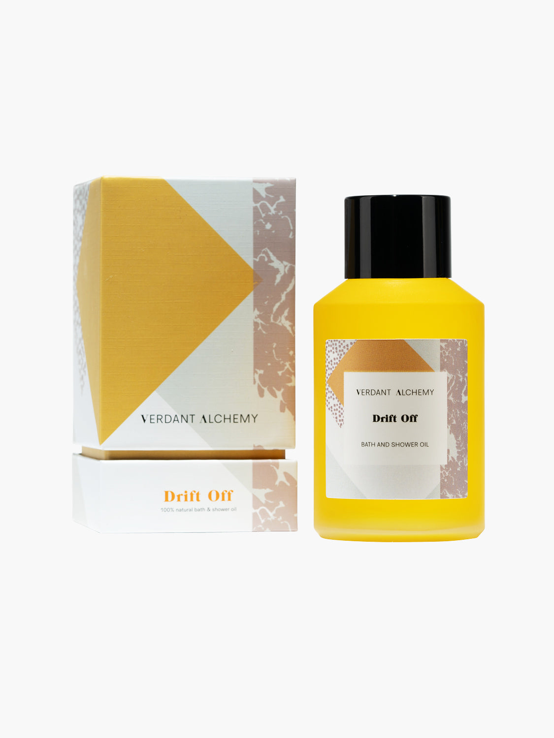 Verdant Alchemy Drift Off luxury natural bath oil made with lavender and vetiver oils to help you sleep 