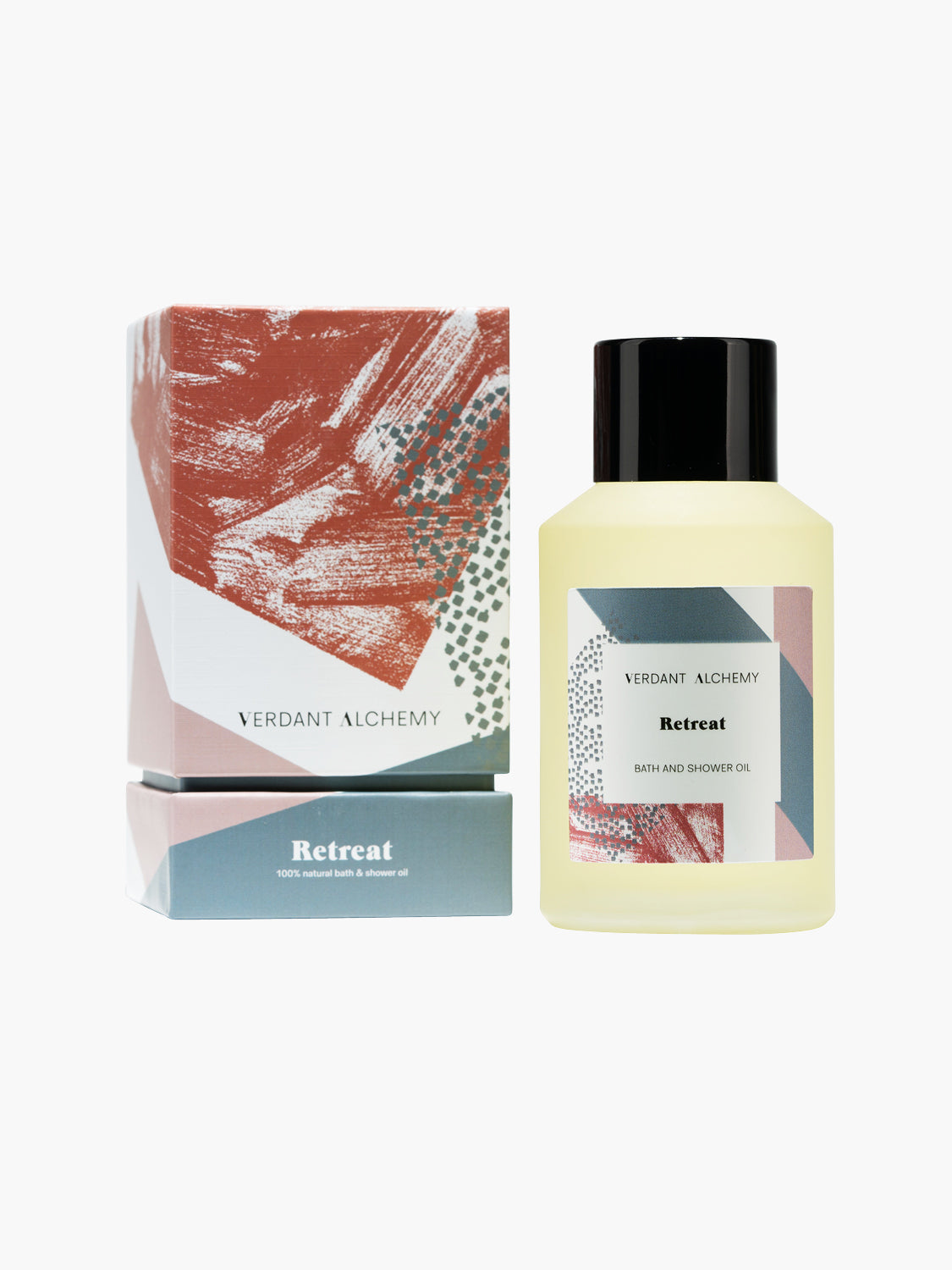 Verdant Alchemy Retreat luxury natural bath oil made with lavender and ylang ylang to help calm nerves and relax mind body and soul