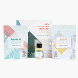 Verdant Alchemy travel kit with Drift Off mineral bath salts, Breathe In mineral bath salts and Retreat bath oil.